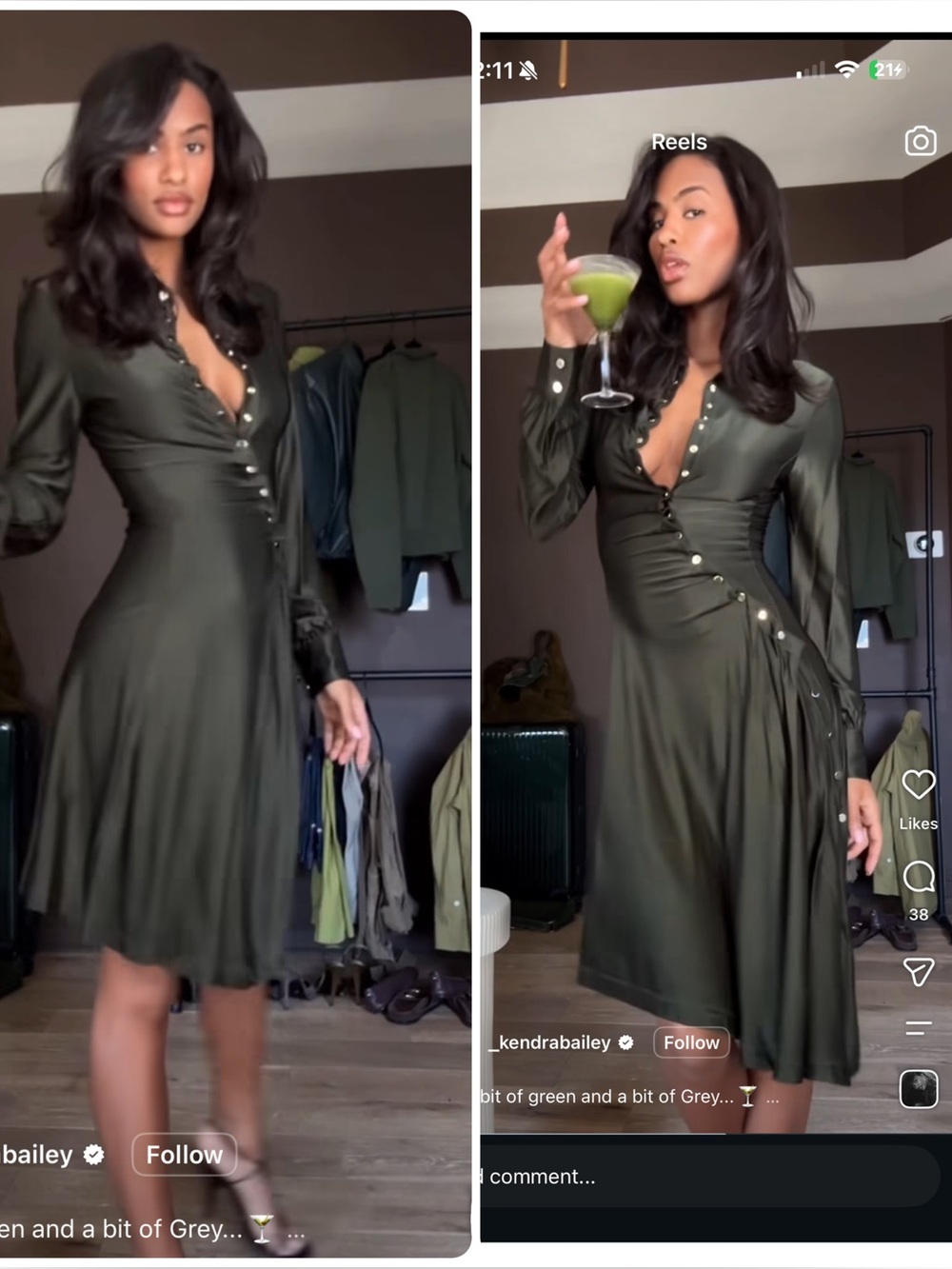 Rabanne Robe Asymmetrical Button Detail Dress – Olive Green – Size US 4 (FR 38) - Picture 5 of 17